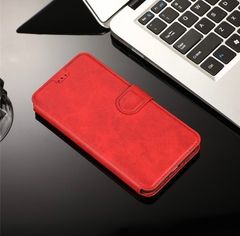 Чехол книжка-подставка кожаный с магнитной застежкой для Realme C25Y (Красный)