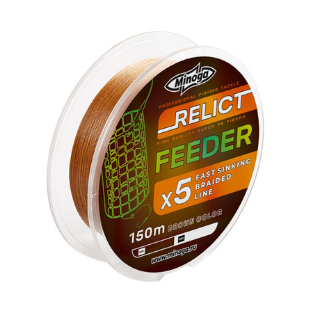 Шнур Minoga RELICT FEEDER X5 BROWN (sinking), 150 m, d 0,18mm. , test 6,7 kg.