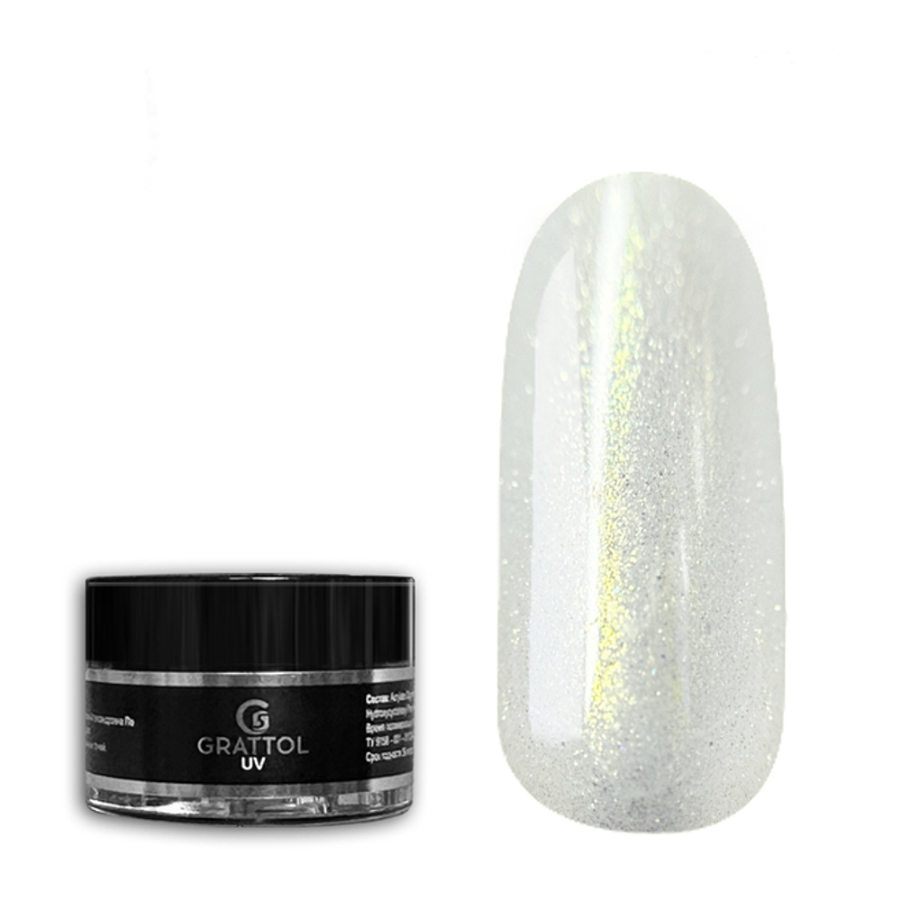 Grattol Camouflage Gel White Glow 05 - Гель молочный с шиммером, 15 мл