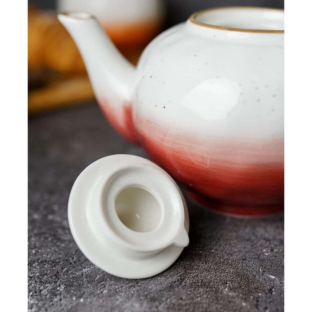 Чайник 600 мл h9 см красный фарфор "The   Eco" P.L. Proff Cuisine [1]