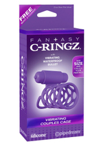 Фиолетовая насадка с подхватом мошонки и вибропулей (Цвет: фиолетовый)