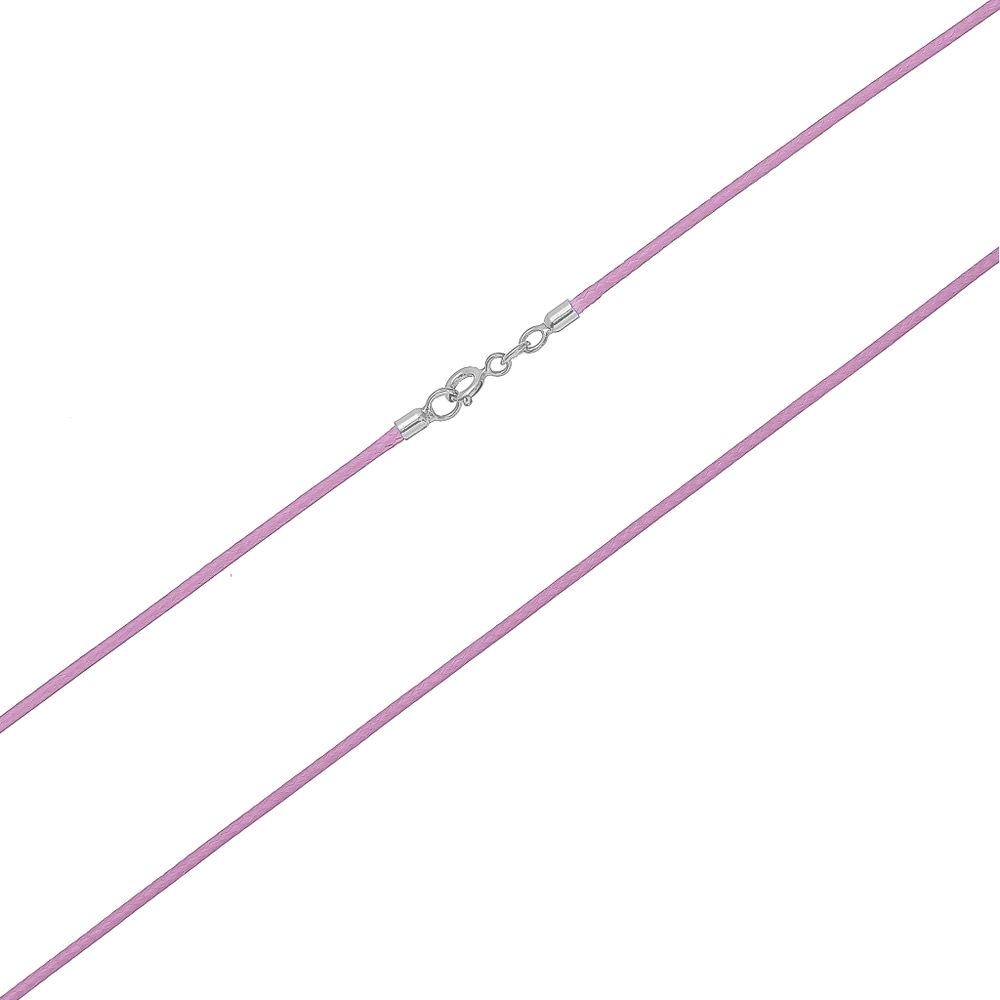 АРГО Шнурок ювелирный (гайтан) текстильный розовый с замком из родированного серебра