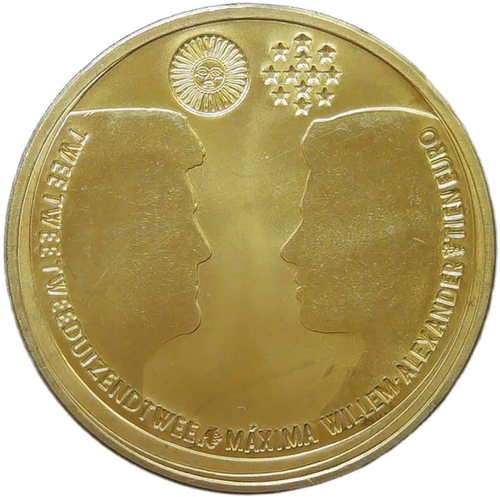 Нидерланды 10 евро 2002 ''Королевская свадьба'' позолота (Proof)