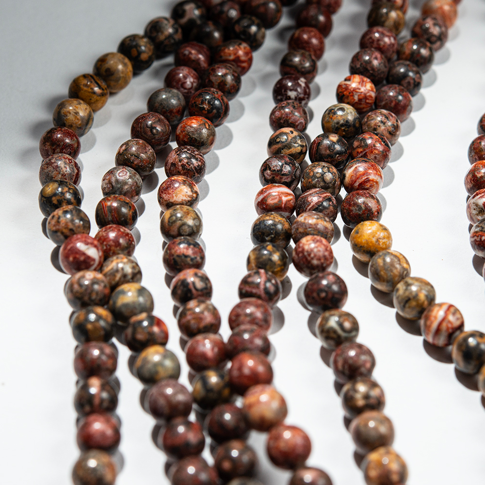 Риолит (яшма леопардовая), бусины в форме шара 6,8мм