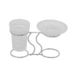 Мыльница и держатель для зубных щеток настольные хром и стекло LIDER Турция