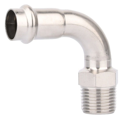 Отвод 90° 18-1/2", WAAG Heavy Inox, пресс-резьба, нар., сталь нержавеющая