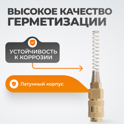 WDK-S40PPB Штуцер быстроразъемного соединения с пружиной 10x14 мм, латунь