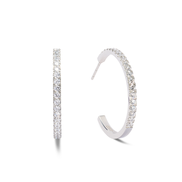 Серьги Coeur de Lion Hoop Crystal-Silver 30мм 0147/23-1817