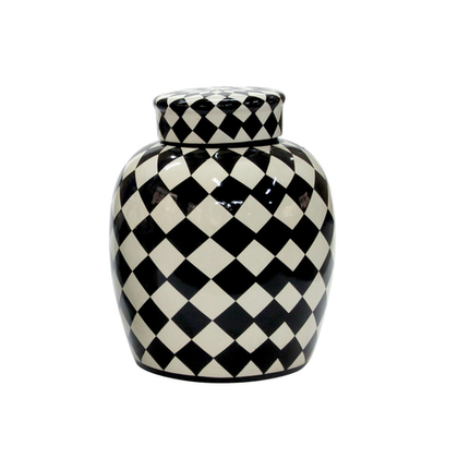 Ваза с крышкой чёрно-белая 26 см