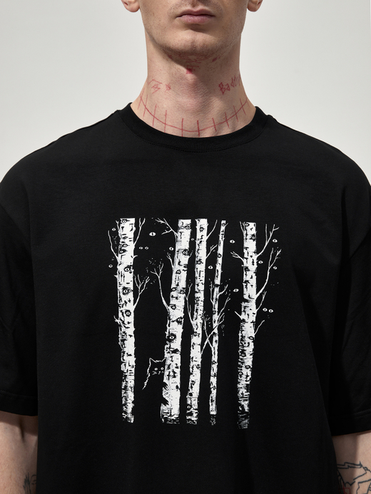 Футболка с принтом "Кот пришел назад". Черная