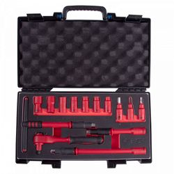 KING TONY (35VE01MRV) Набор торцевых диэлектрических головок с принадлежностями 3/8", шестигранные, 10-19 мм, 14 предметов