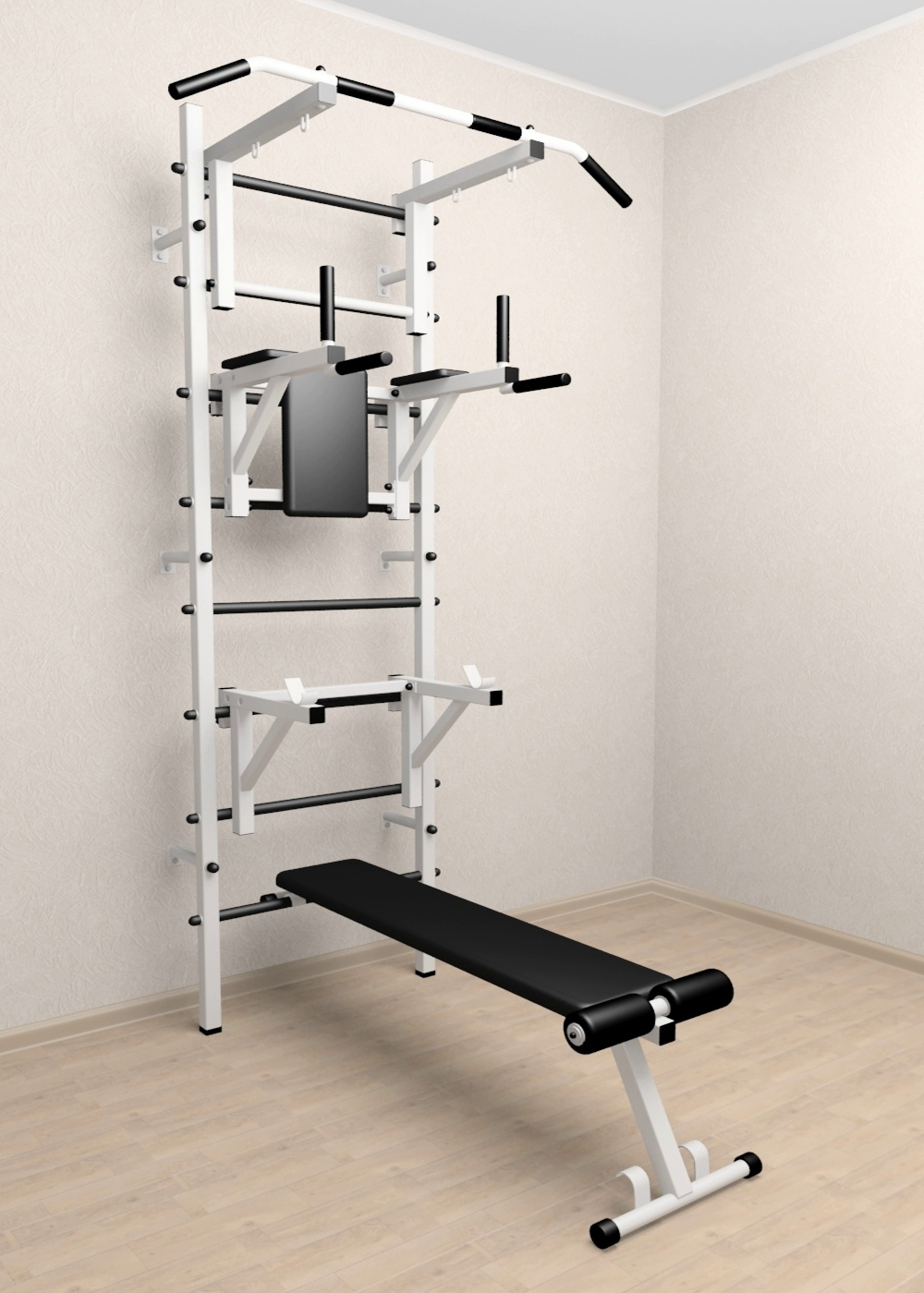 Шведская стенка Sv Sport усиленная 607 (Турник стандарт/Брусья/Стойка/Скамья)