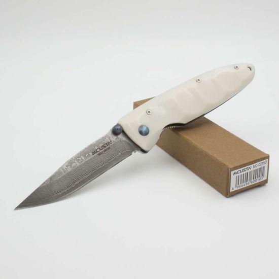 Складной нож Mcusta Damascus Classic Wave MC-0015D c клинком из стали VG-10 San Mai (Laminated Stainlesss Damascus) рукоять Corian