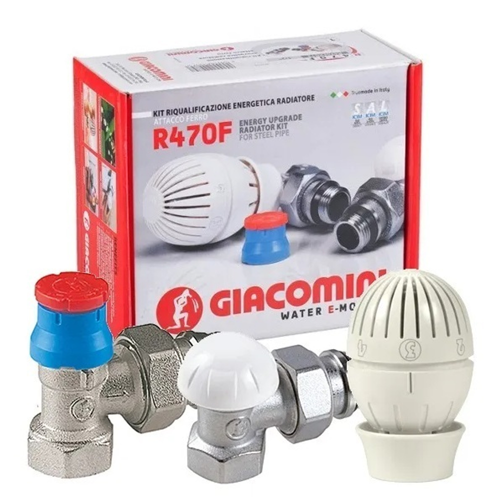 Комплект термостатический 1/2" Giacomini R470F, угловой