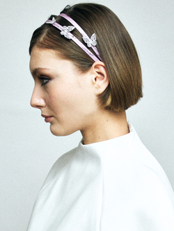 Двойной ободок сиреневый с бабочкамии