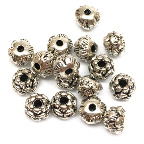 Бусины "Артишок" 6х4 мм (20 шт), под серебро