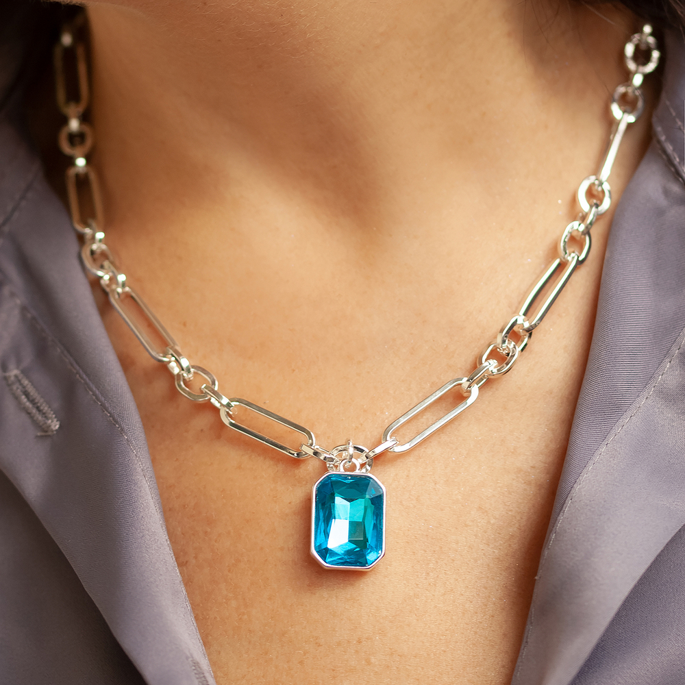 Колье Fiore Luna Aquamarine LN6095 S