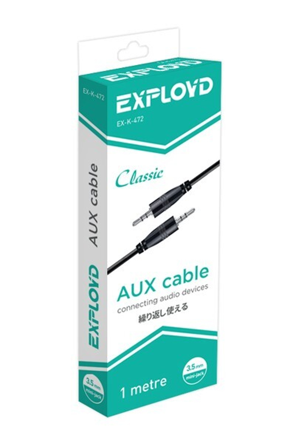 Кабель AUX Jack 3,5мм(М) - Jack 3,5мм(M) чёрный 1м Exployd EX-K-472