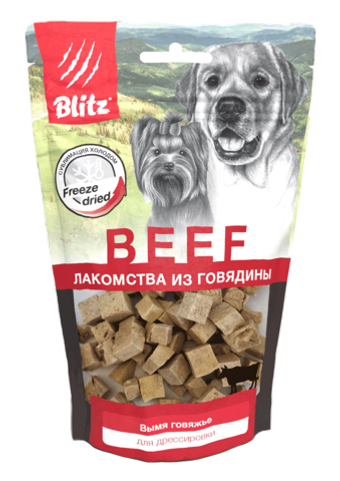 Лакомство для собак ВЫМЯ ГОВЯЖЬЕ BLITZ 0,060кг
