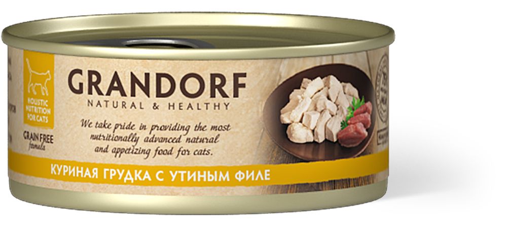 Grandorf Консервы для кошек Куриная грудка с утиным филе 70 г