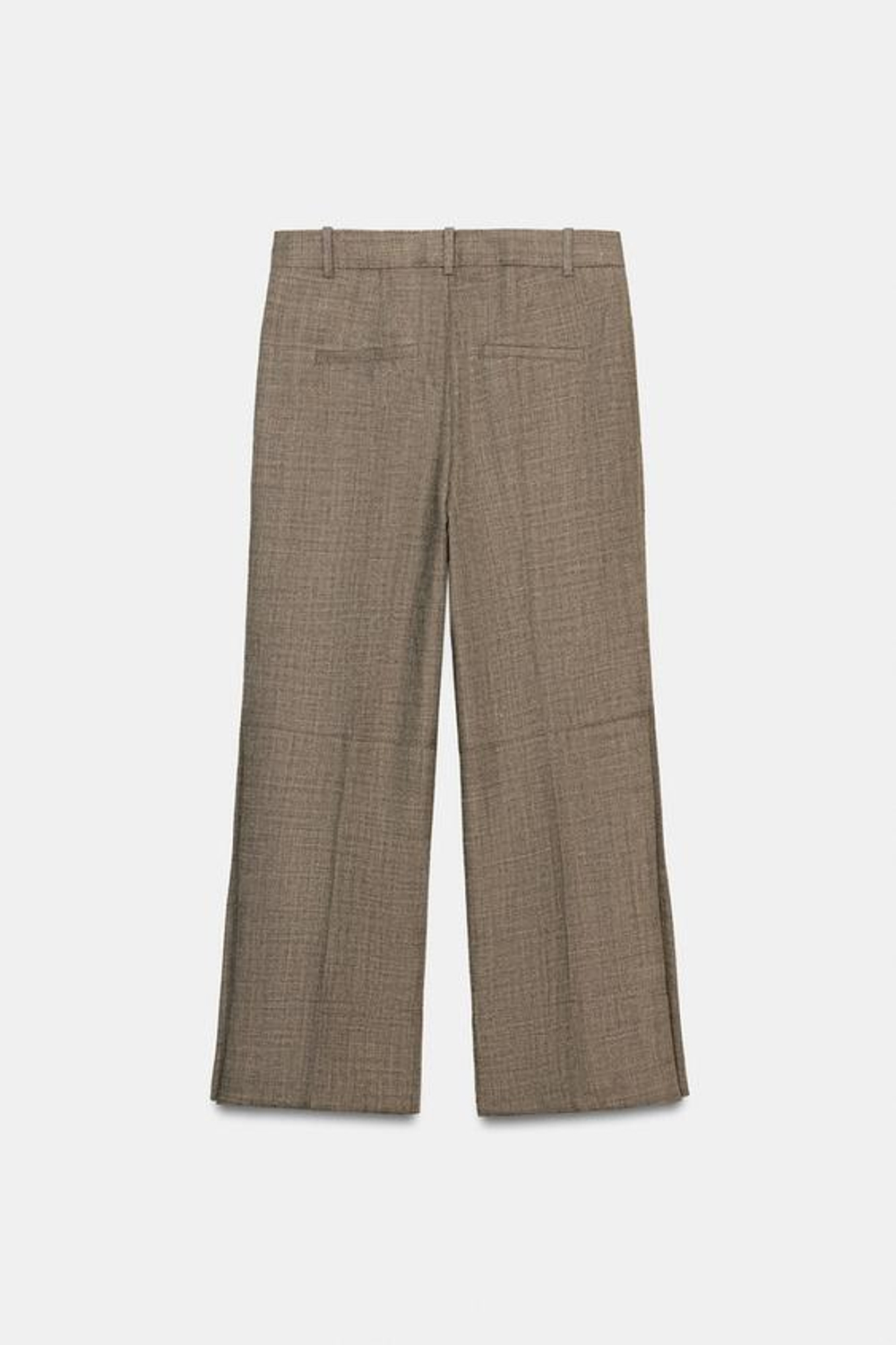 ZARA УКОРОЧЕННЫЕ РАСКЛЕШЕННЫЕ БРЮКИ ИЗ ШЕРСТИ — ZW COLLECTION, РЫЖЕВАТО-КОРИЧНЕВЫЙ