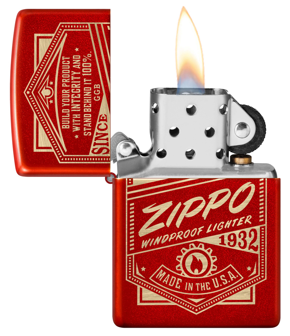 Зажигалка Zippo Classic с покрытием Metallic Red, латунь/сталь, красная, 38x13x57 мм