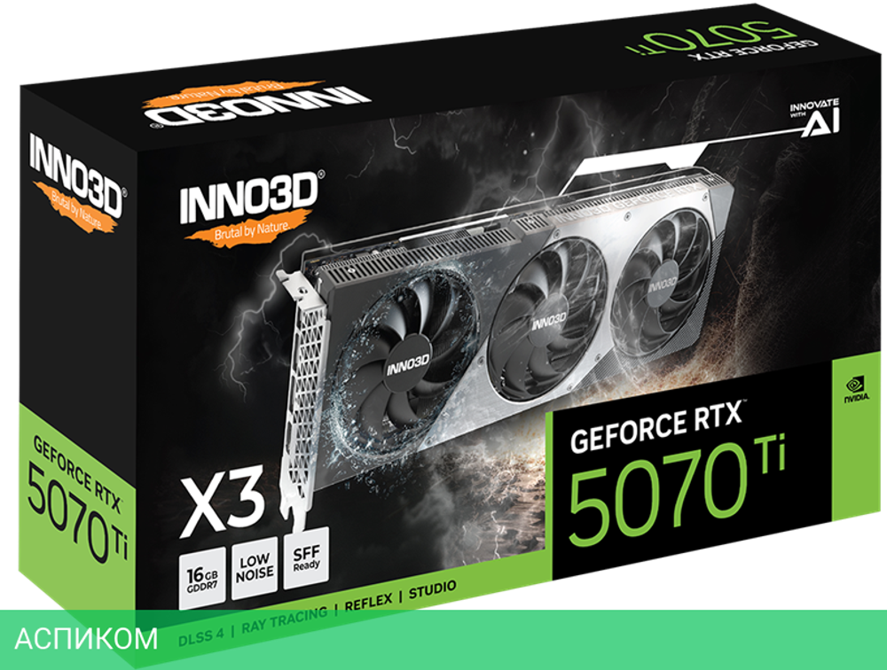 Видеокарта Inno3D GeForce RTX 5070 Ti X3 16Gb GDDR7 (N507T3-16D7-176068N)