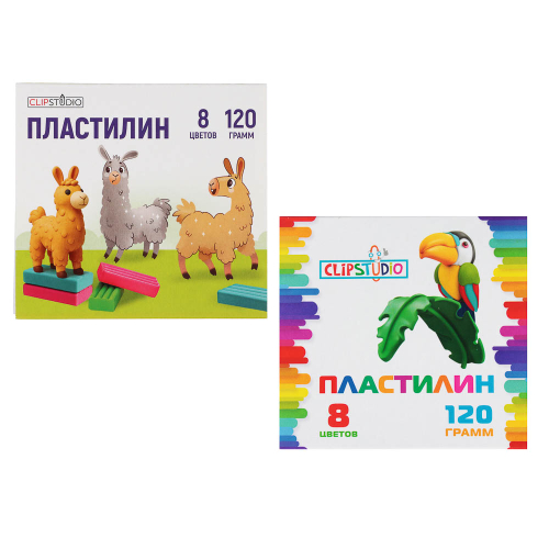 Пластилин 8цв. ClipStudio 120 грамм, в картонном выдвижном пенале