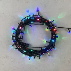 Светодиодная гирлянда 100 разноцветных LED ламп с RGB светодиодом, 10 м., 24V., черный силиконовый провод, IP54, Beauty Led (EST100-11-1RGB)