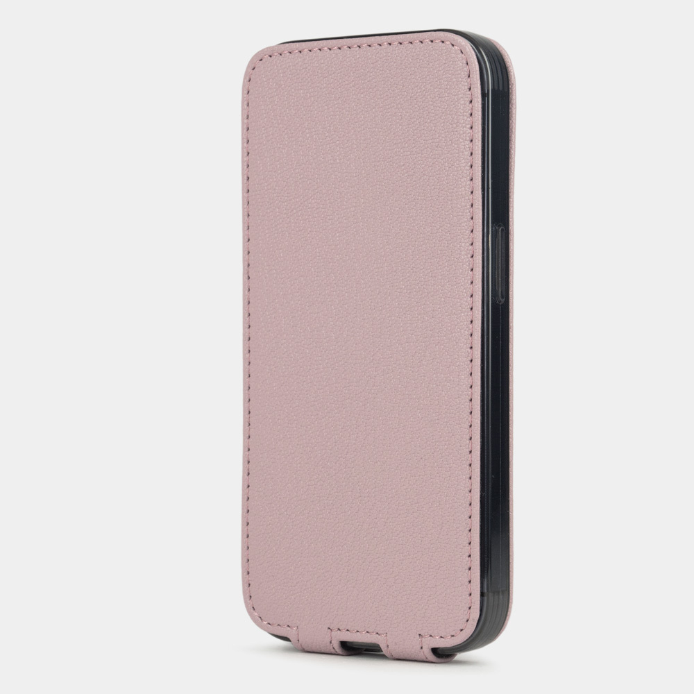 Чехол для iPhone 15 Pro из кожи козы, пудрового цвета