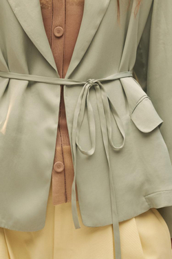 ZARA БЛЕЙЗЕР ИЗ СМЕСОВОЙ ВИСКОЗЫ - LİMİTED EDİTİON, ЦВЕТ МОРСКОЙ ВОЛНЫ