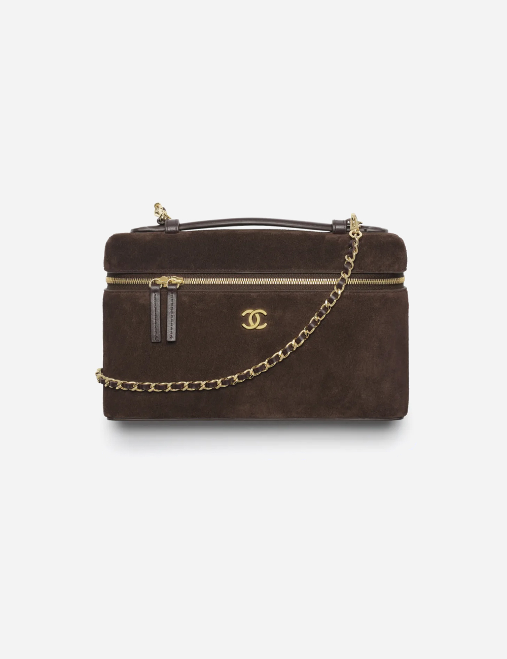 Сумка Chanel Large Vanity with chain Suede Calfskin & Gold Metal "Dark Brown"