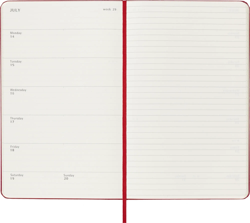 Еженедельник на 2025-2026 гг Moleskine Academic WKNT (DHF218WN3) 13х21 см, твердая обложка, красный