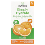 Swanson, Simply Hydrate, смесь для гидратации электролитов, апельсин, 30 пакетиков в стиках по 5,84 г (0,21 унции)