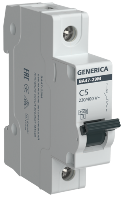 Автоматический выключатель ВА47-29М 1P 5А 4,5кА C GENERICA