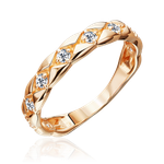 Кольцо из красного золота с фианитами