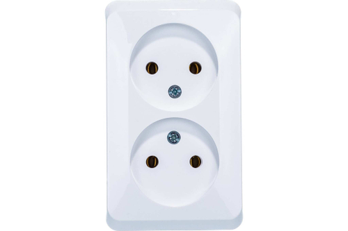 Schneider Electric ЭТЮД Белый Розетка 2-местная открытая установка без заземляющих контактов PA16-005B