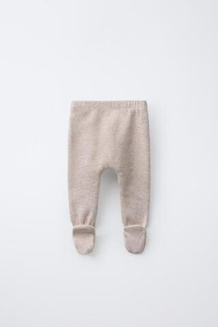 ZARA ЛЕГИНСЫ ИЗ МЯГКОЙ ТКАНИ, ЭКРЮ