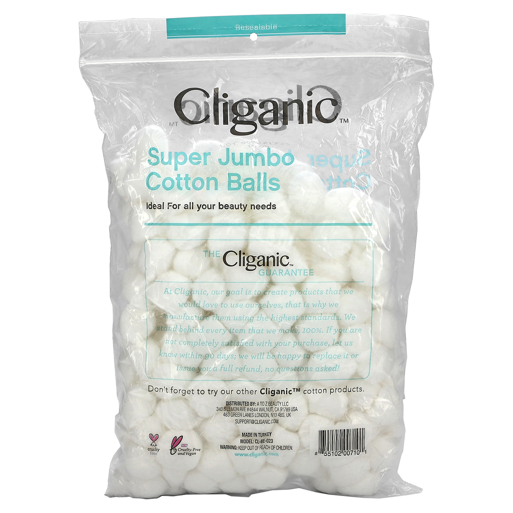 Cliganic, Ватные шарики Super Jumbo, 200 штук