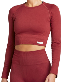 Женская теннисная футболка (dł. Рукава) Björn Borg Stockholm Seamless Crop Top W - красный