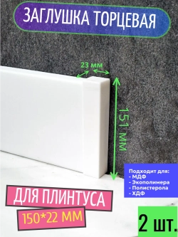 Заглушка торцевая (2 шт.) для плинтуса 150x22 мм