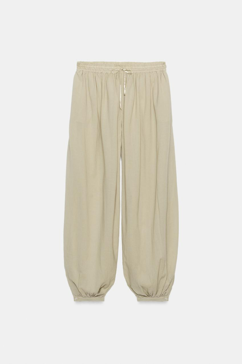 ZARA ОБЪЁМНЫЕ БРЮКИ‑БОМБАЧО, ЦВЕТ МОРСКОЙ ВОЛНЫ