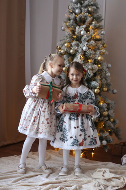 Платье «Лилия» новогодняя коллекция (лисы)