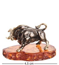 AM- 794 Фигурка «Бизон» (латунь, янтарь)
