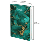 Ежедневник датированный 2025 145х215 мм А5 STAFF ламинированная обложка "Green Marble" (4 штуки в упаковке)