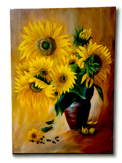 Картина натюрморт «Подсолнухи» | Холст, масло 50х70 см | Художница Ефимова Ольга