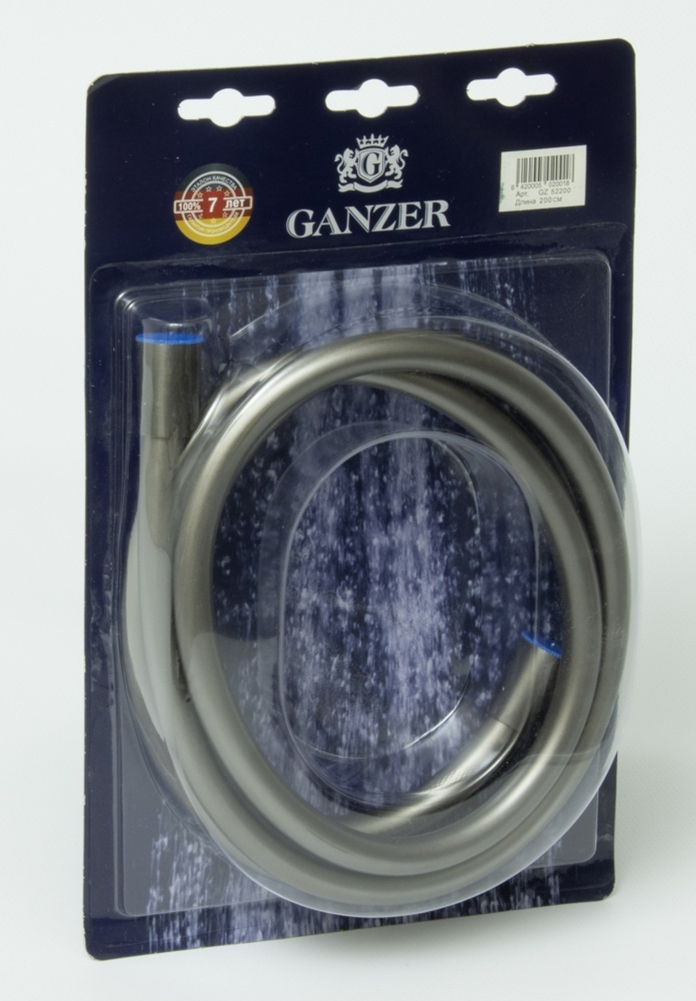 52150 Шланг для душа 150см.  (ГРАФИТ)  силикон  GANZER  (50/1шт)