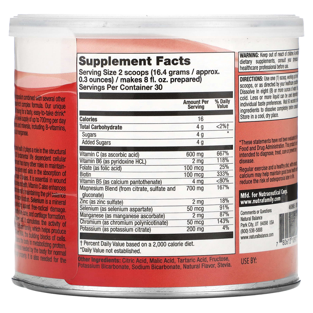 Natural Balance, магний Fizz, со вкусом вишни, 492 г (17,4 унции)
