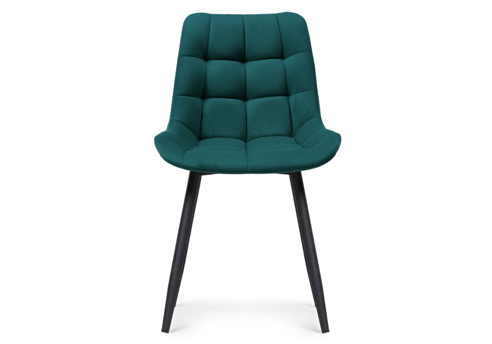 Стул на металлокаркасе Челси велюр морская волна / черный