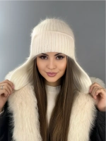 шапка ушанка вязаная зимняя ангора пушистая